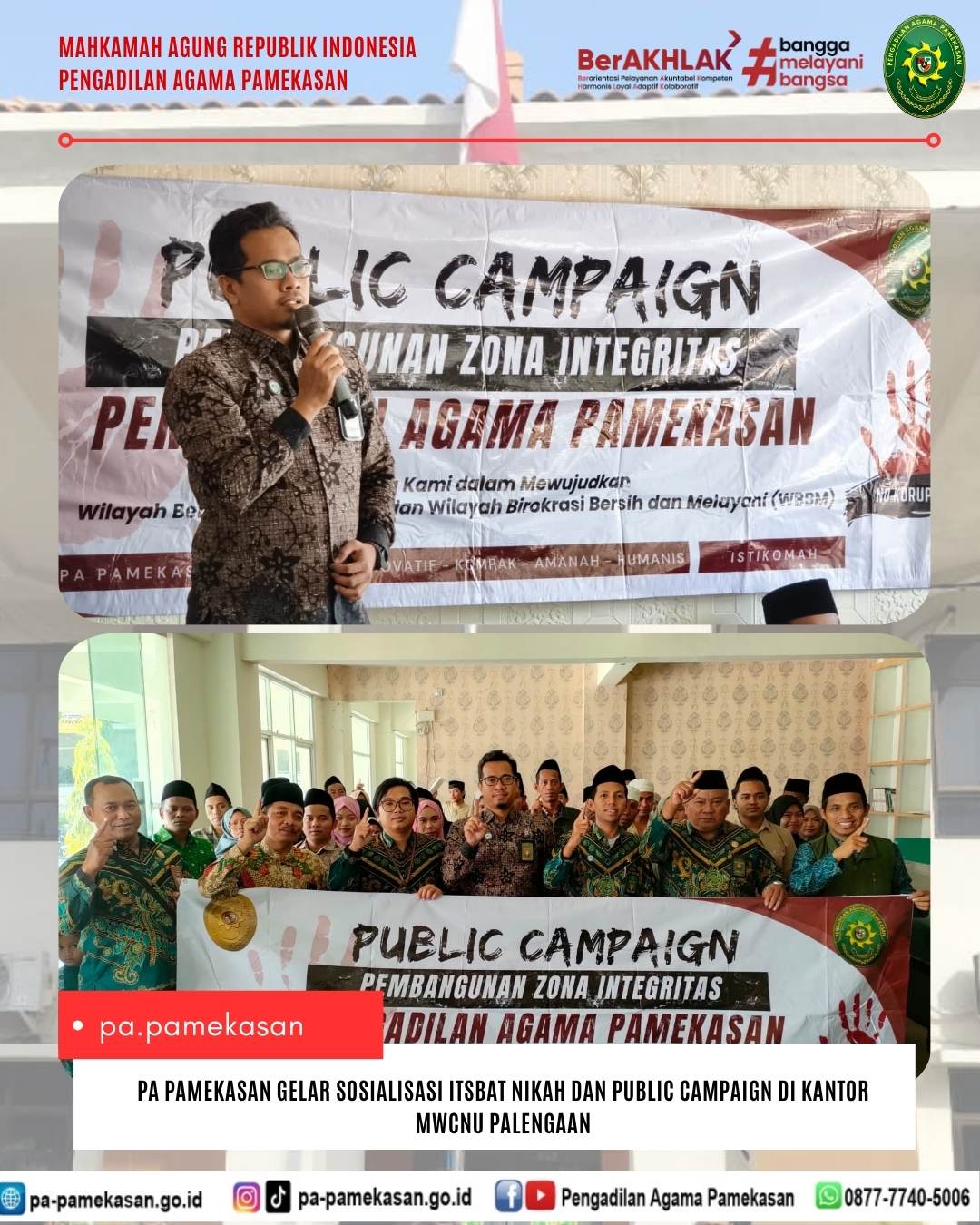PA Pamekasan Gelar Sosialisasi Itsbat Nikah dan Public Campaign di Kantor MWCNU Palengaan